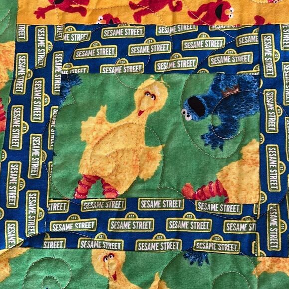 Sesame Street Handmade Quilt Elmo Big Bird Cookie Monster - Picture 8 of 9